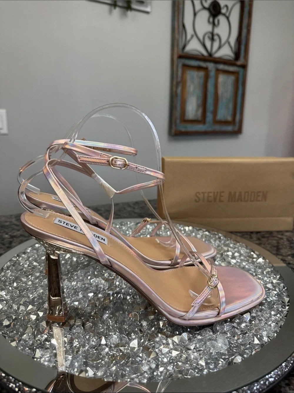 Steve Madden rose Iridescent Strap High Heel Sandals NEW 10